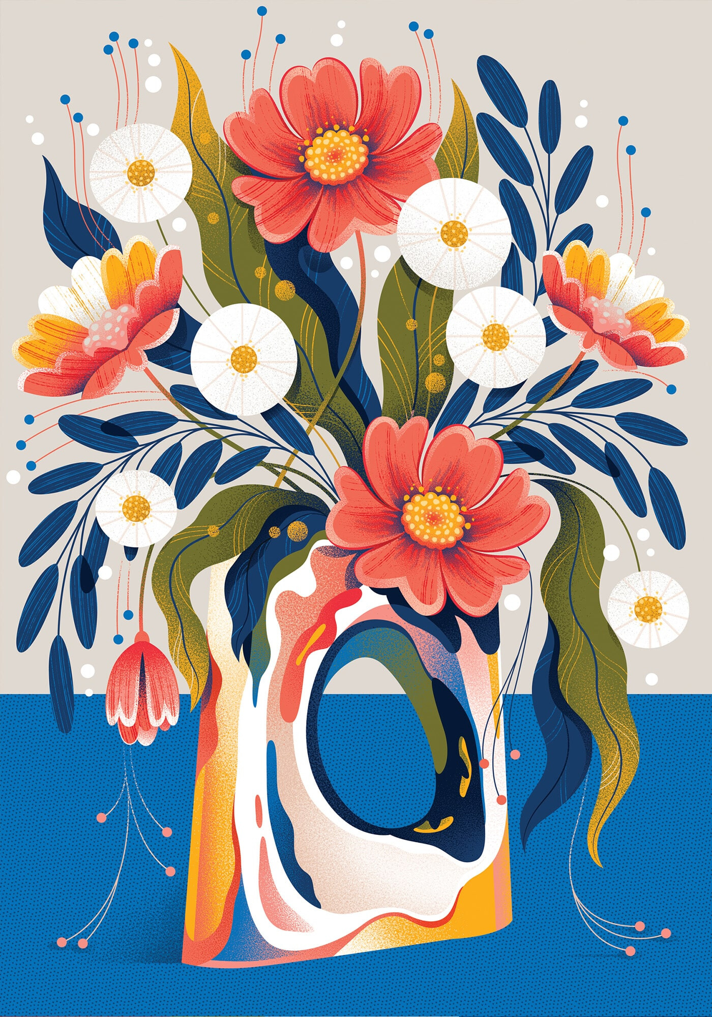illustration of Zieta's karava vase with flowers