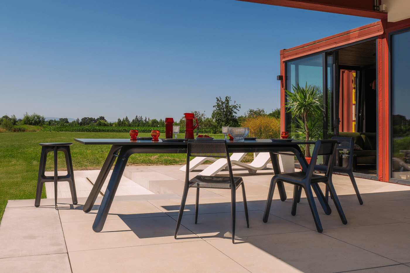 Ultraleggera table with chairs and stool zieta studio