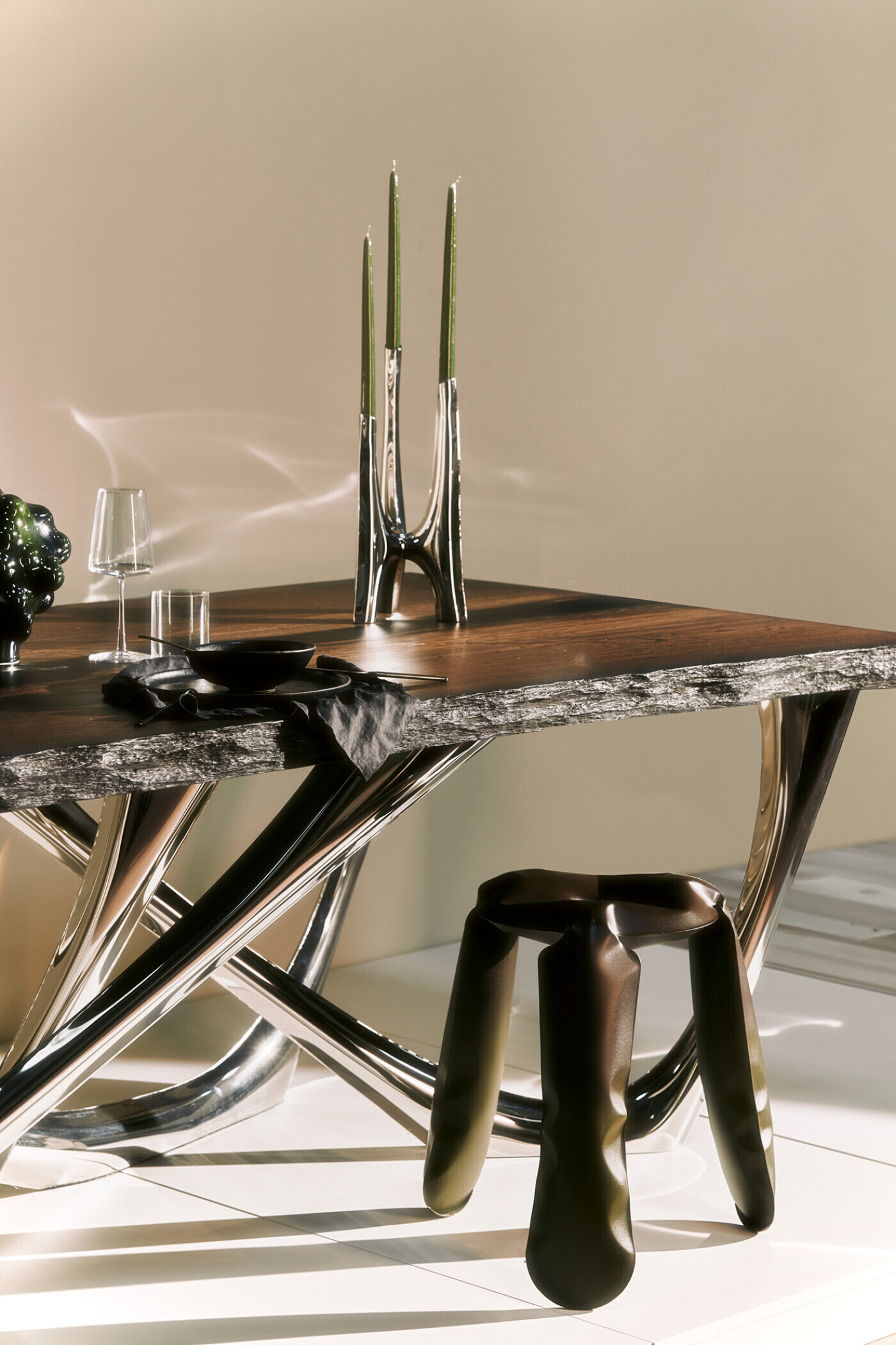 triglav candelabrum inox polished zieta studio g-table plopp stool