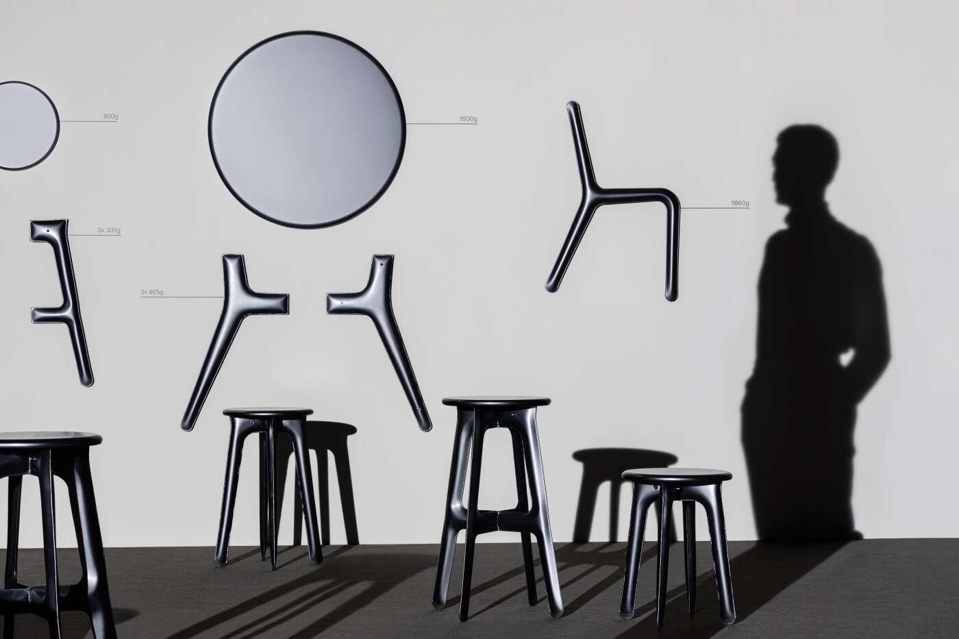 ultraleffera family, ultraleggera chair, stool, round table aliminium black matt ultralightess