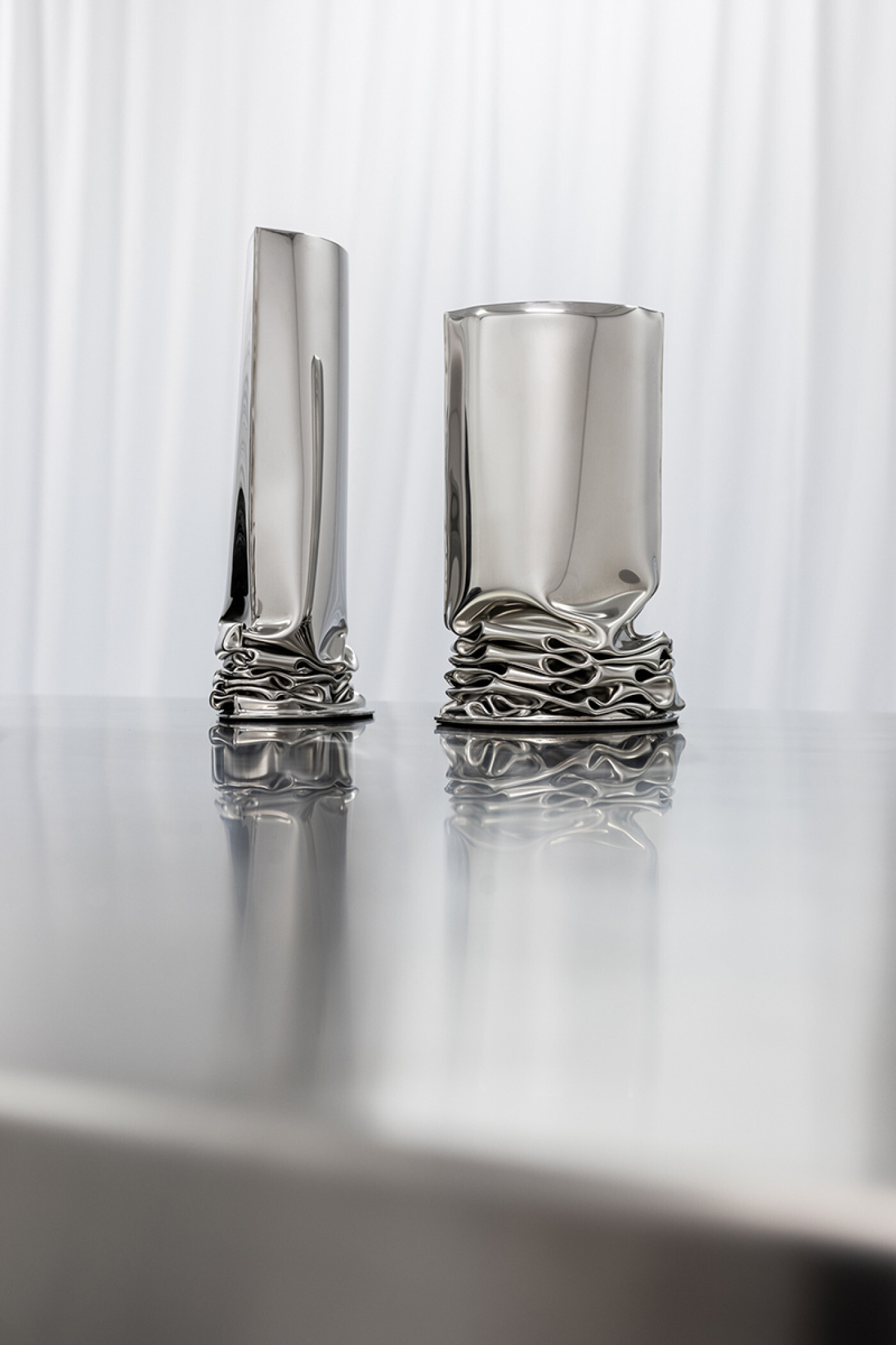 crash vase metal vase zieta studio inox polished