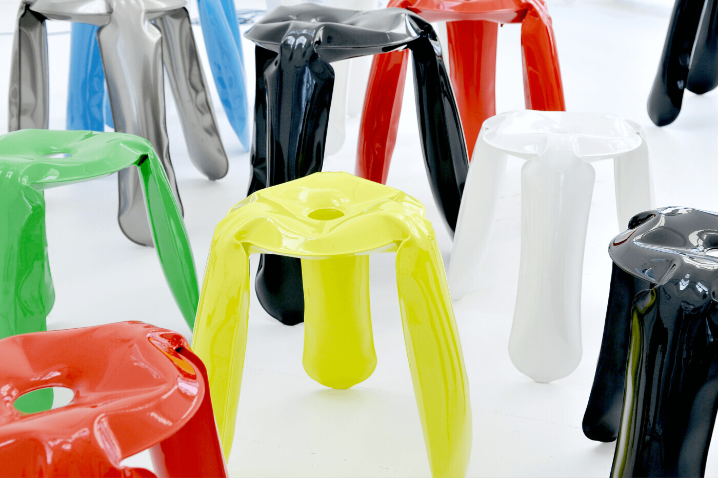 plopp stool metal inox polished zieta studio