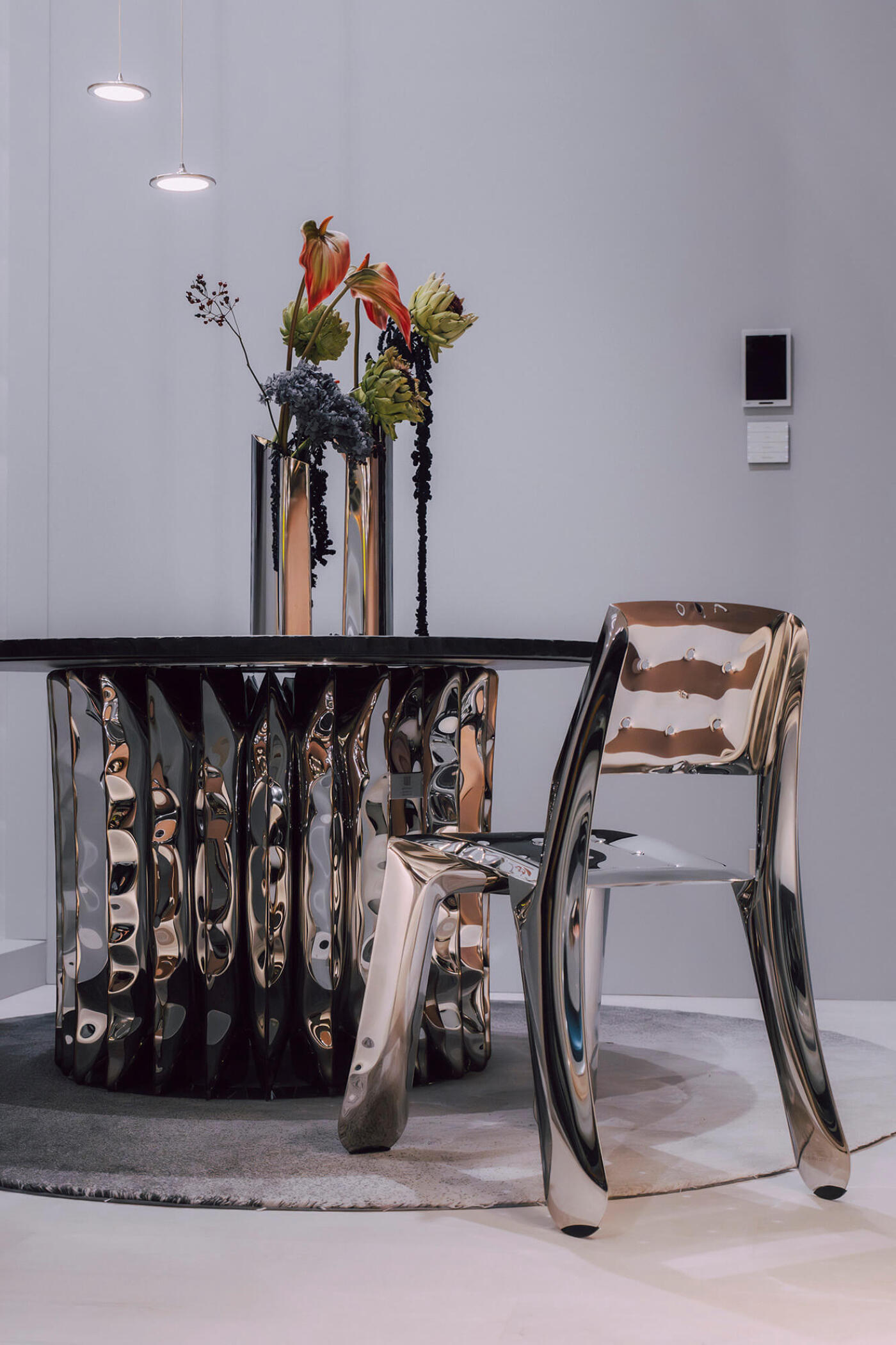 zieta echo table inox on salone de mobile exhibition
