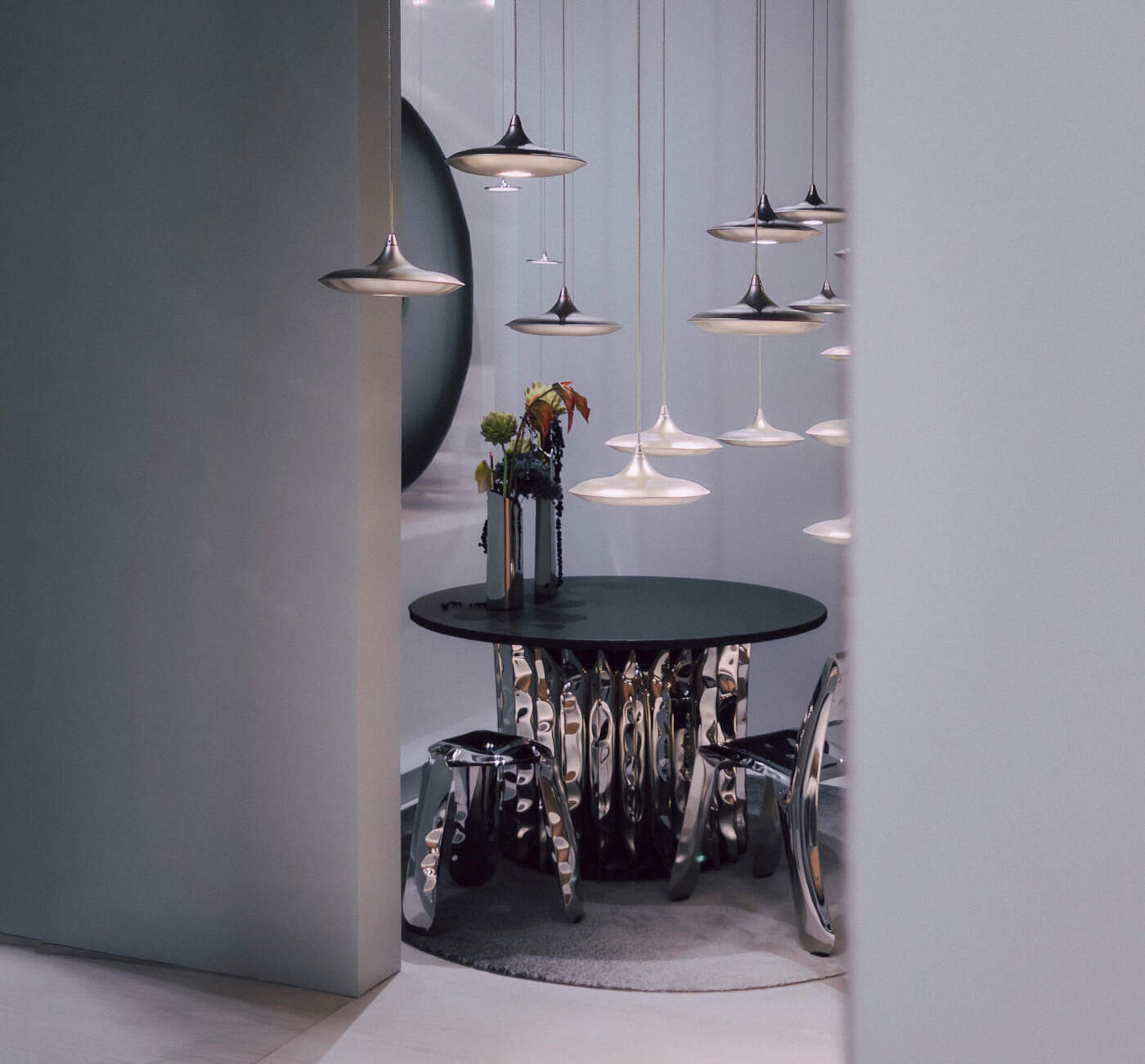zieta echo table inox on salone de mobile exhibition