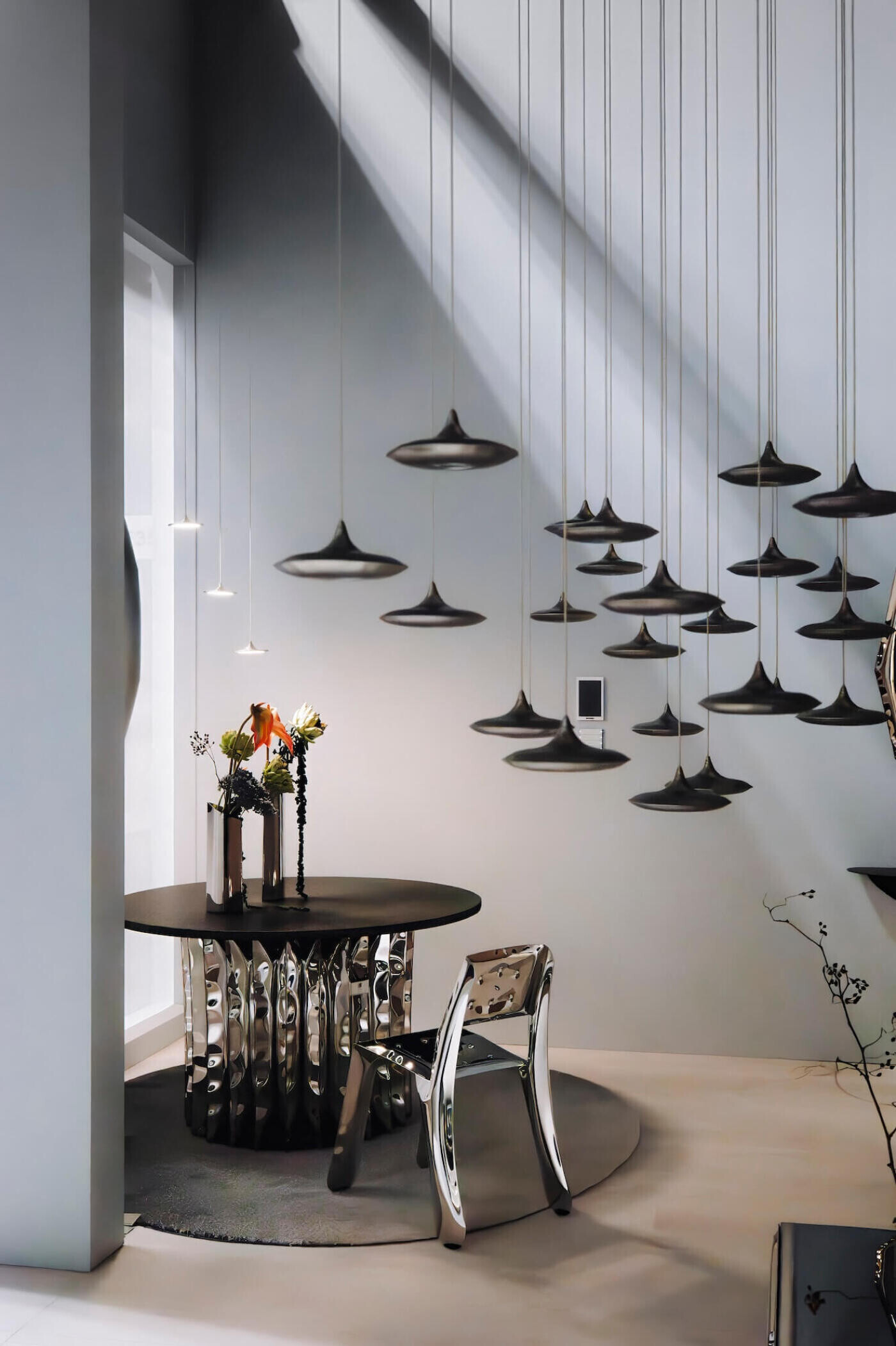zieta chippensteel and echo table on agnella rug