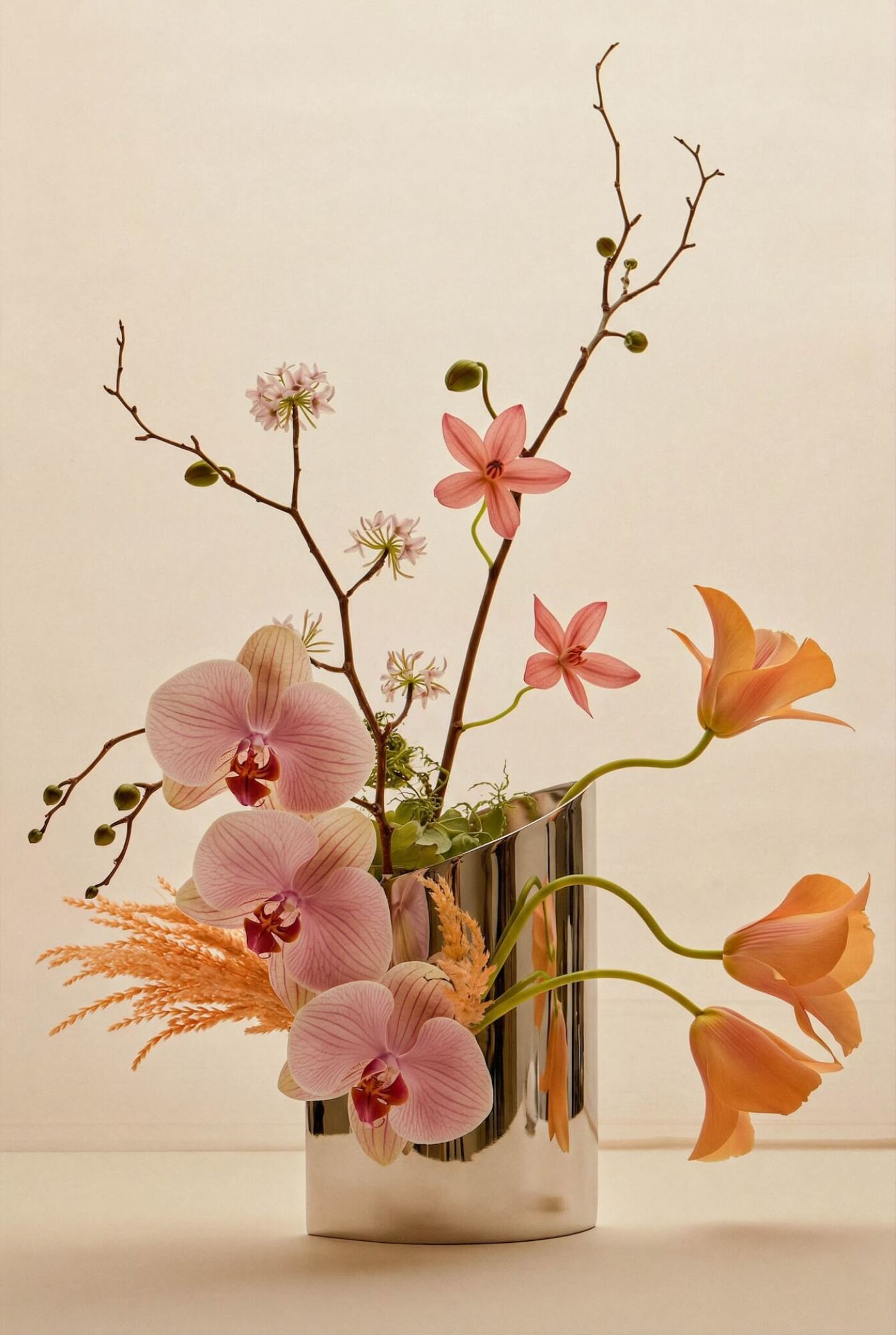 zieta parova inox vase holding orchid flowers