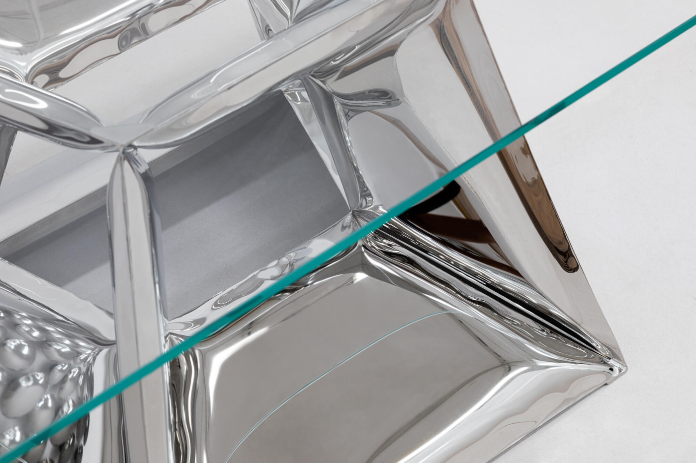 inflated steel Zieta Studio glass artglass art glass transparent table top furniture 